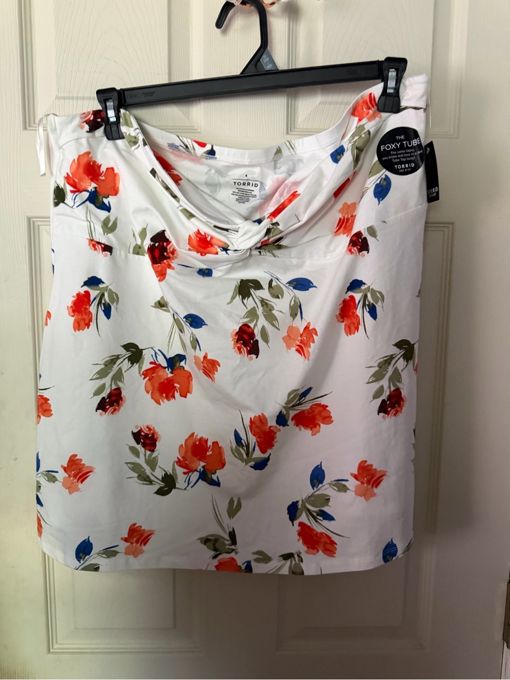torrid White Floral Mini Skirt with Orange & Blue Blooms